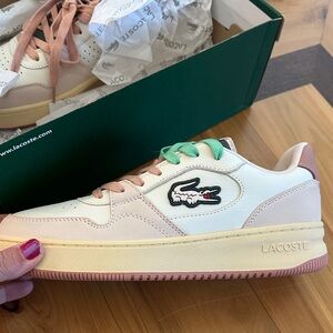 Lacoste Low-Top Sneakers in Cream, Pink & Mint  9.5 41 Free People